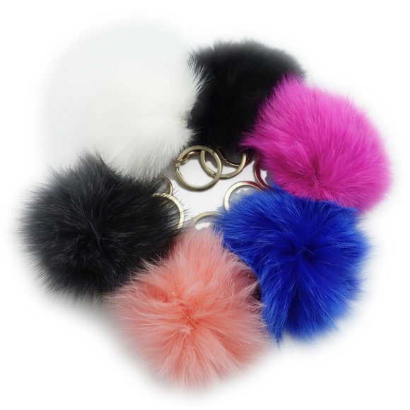COPY - Fox Fur Pom Pom Key Chains - Picture 1 of 5